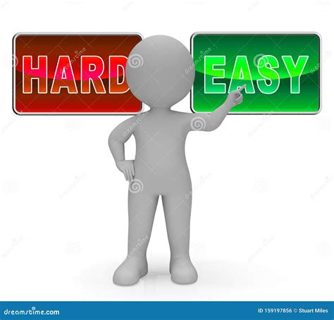 Easy Vs Hard Signs Portray Choice of Simple or Difficult Way - 3d ...