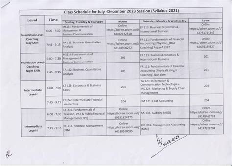 Class Routine Welcome To ICMAB