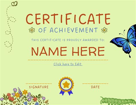 Editable Certificate of Achievement - Etsy