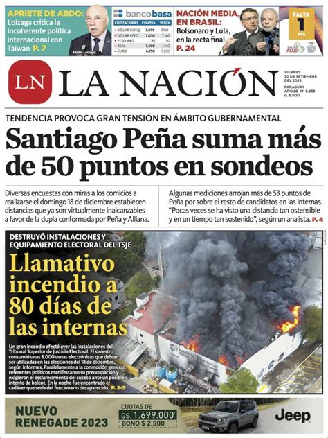 Periódico La Nación Paraguay Periódicos De Paraguay Edición De Viernes 30 De Septiembre De