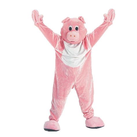 Costume De Mascotte BIGGYMONKEY De Cochon Rose Et Blanc