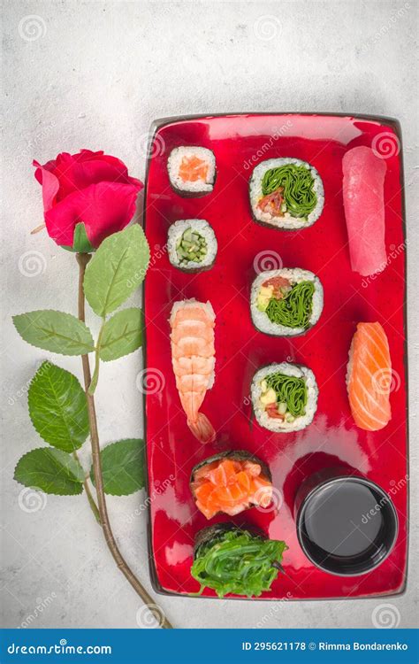 Valentine Day Sushi Set Stock Photo Image Of Menu Dragon 295621178