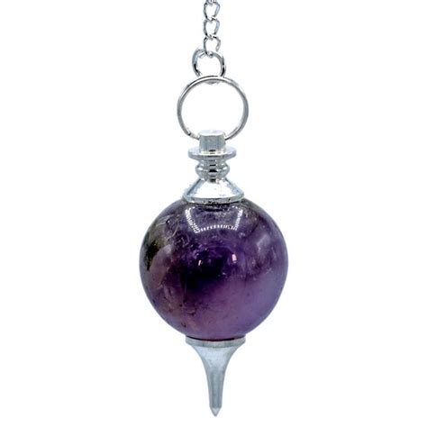 Round Amethyst Pendulum On Chain With Chakras Minerals Miint No