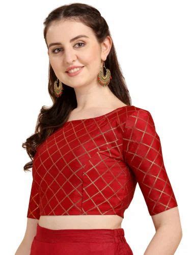 Women Party Wear Jacquard Dark Red Readymade Blouse Size 32 At Rs 300