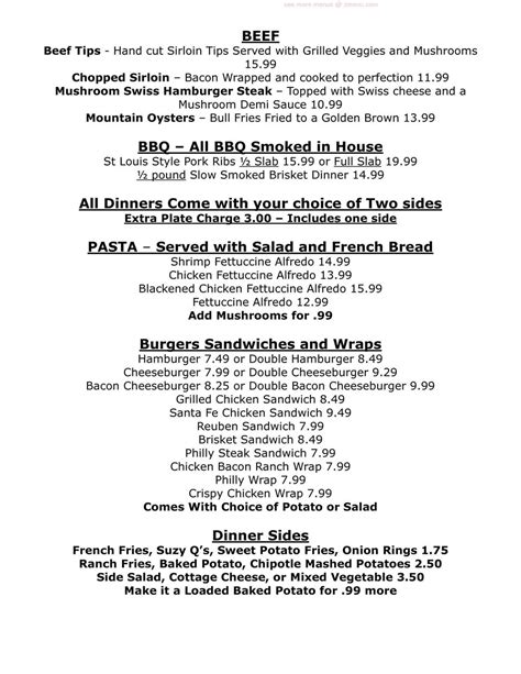 Online Menu Of Stockyard Restaurant Restaurant Fredonia Kansas 66736