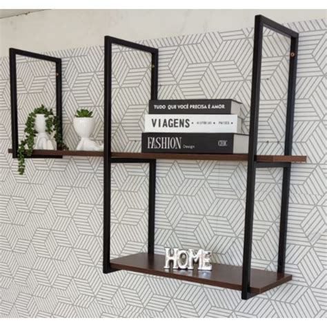 Trio De Suportes Estilo Industrial Preto Cm Shopee Brasil