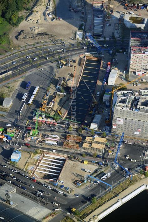 Luftbild Berlin Baustelle zum Neubau des Nord Süd Tunnels für