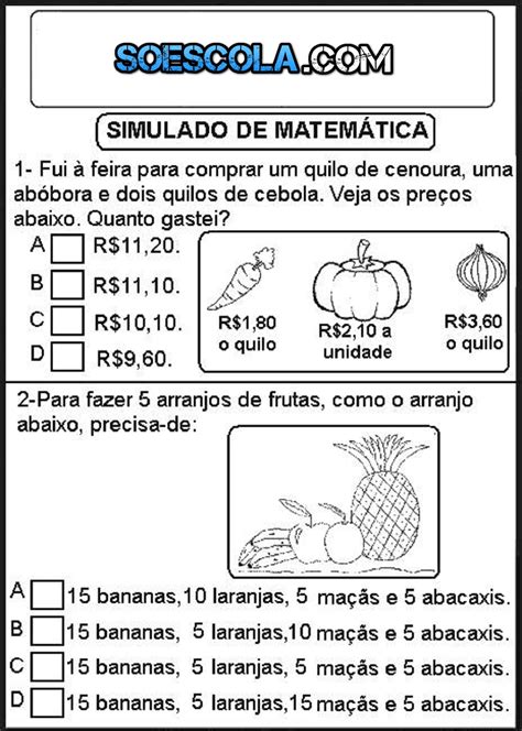 Simulados De Matematica Ano