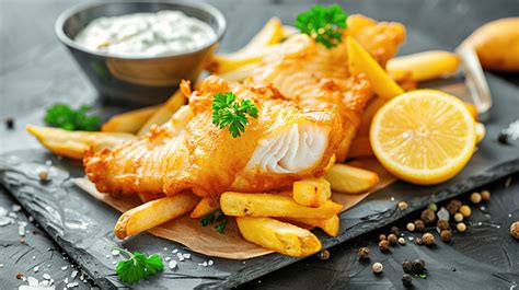 Fish And Chips Fried Fish Fillet With Potatoes Chips Background