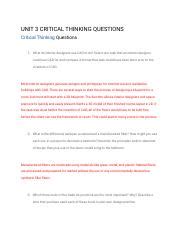 UNIT 3 CRITICAL THINKING QUESTIONS Pdf UNIT 3 CRITICAL THINKING