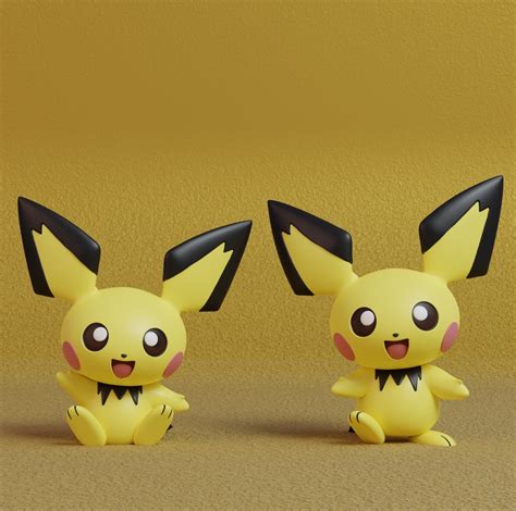 Stl File Pokemon Pichu Pikachu And Raichu With 2 Poses 🐉 ・3d Print