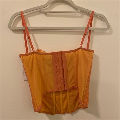 Nwt Urban Outfitters Modern Love Corset Orange And Pink Depop