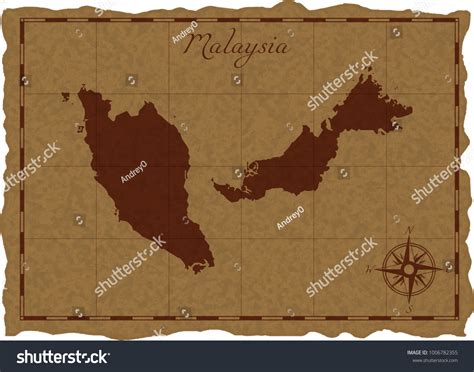 Ancient Map Malaysia Silhouette On Old Stock Vector Royalty Free