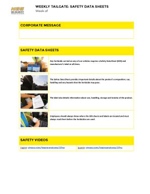 Fillable Online Safety Data Sheets Weekly Tailgate Fax Email Print