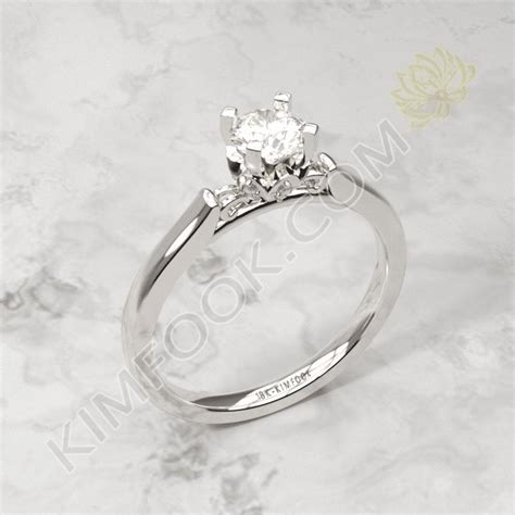 Cincin Berlian Solitaire Emas Putih Bunga Erza Kimfook Jewelry