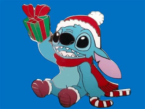 Fantasy Pin Disney Stitch Christmas In Santa Hat Holding Etsy