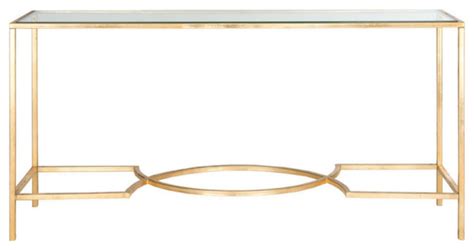 Gia Console Gold Tempered Glass Top Contemporary Console Tables