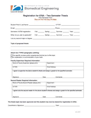 Fillable Online Bme Utexas Checklist For Advising And Registration Fax