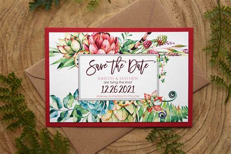 Tropical Wedding Save The Date Cards, Greenery Save The Dates