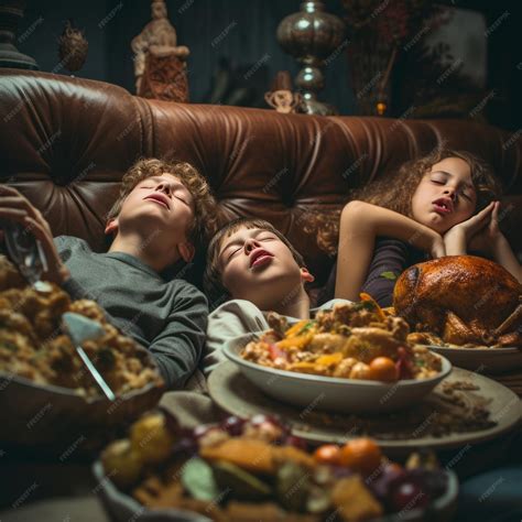 Premium Photo | The Ultimate Thanksgiving Food Coma Unconscious Kids