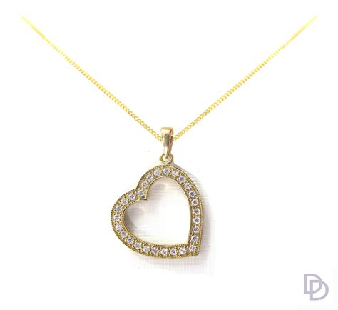 9ct Yellow Gold Cubic Zirconia Set Heart Pendant Heart Pendant Cubic