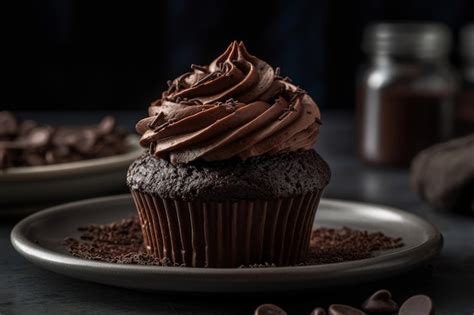 Premium Ai Image A Chocolate Cupcake With Chocolate Frosting And A