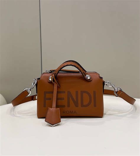 Fendi 8BL145 By The Way Mini Brown Leather Small Boston Bag