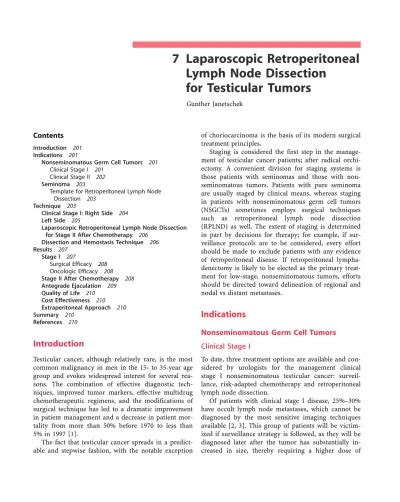 7 Laparoscopic Retroperitoneal Lymph Node Dissection For Testicular Tumors