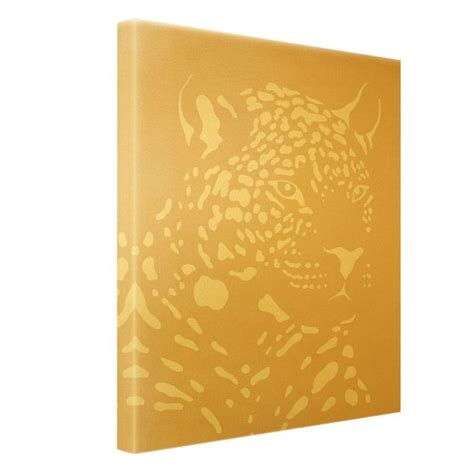 Safari Tiere Portrait Leopard Beige Leinwandbild Gold Im Hochformat