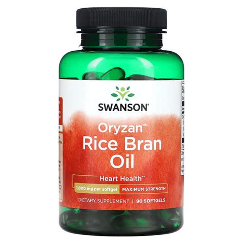 Swanson Oryzan Rice Bran Oil Maximum Strength 1 000 Mg 90 Softgels