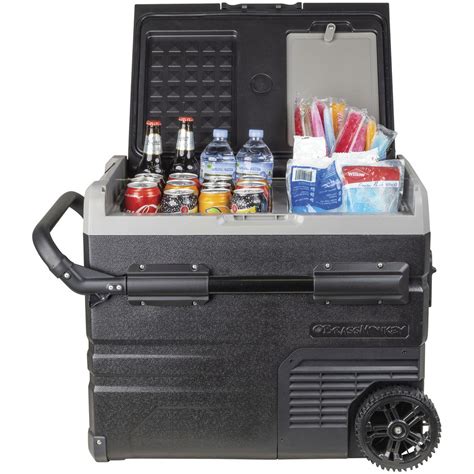 L Brass Monkey Portable Dual Zone Fridge Freezer With Wheels And