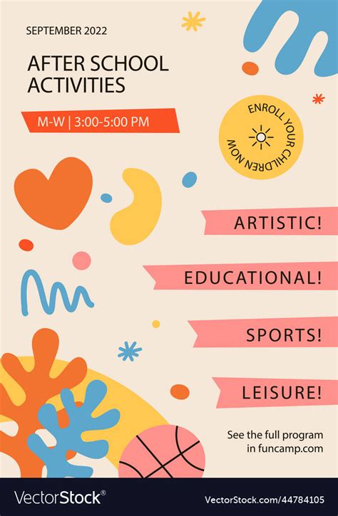 Flat design after school activities poster Vector Image