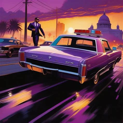 Saints Row Car Chase Cops Cartoony Purple Atmosp