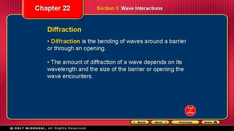 Chapter 22 Section 3 Wave Interactions Objectives Describe