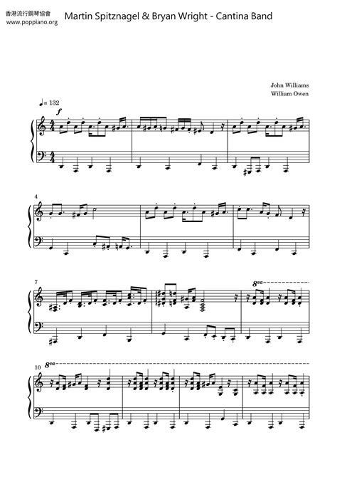 John Williams Star Wars Cantina Band 琴谱 五线谱pdf 香港流行钢琴协会琴谱下载 ★