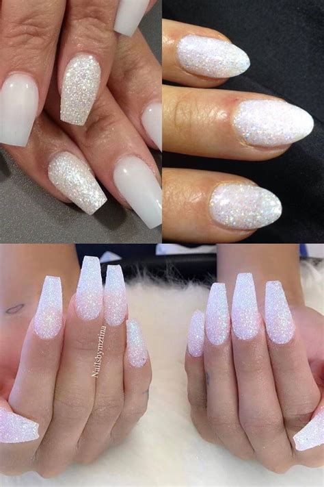 27 White Glitter Dip Powder Nails Plan Artplan