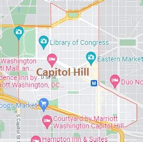 Satellite map of Capitol Hill, Washington, DC. Streets and houses of ...