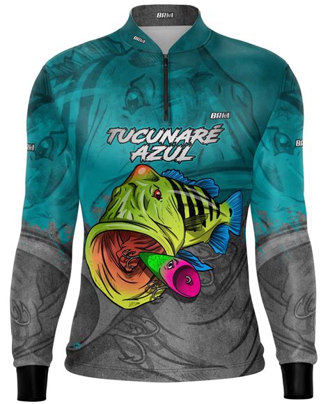 Camisa de Pesca Brk Tucunaré Azul Cinza Proteção UV 50