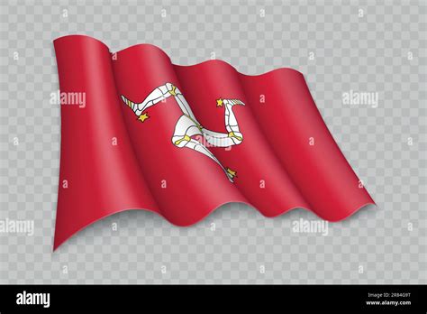 3D Realistic Waving Flag Of Isle Of Man Is A Region Of United Kingdom