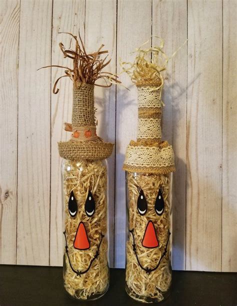 Scarecrow Wine Bottles Fall Table Decor Fall Decor Wine Bottle Decor