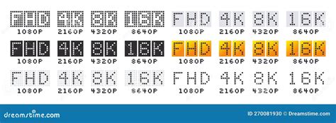 Video Or Screen Resolution Icons Full Hd 4k Ultra Hd 8k 16k Screen