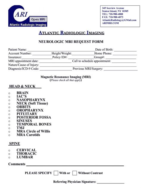 Printable Mri Order Form Fill Out And Sign Printable Pdf Template