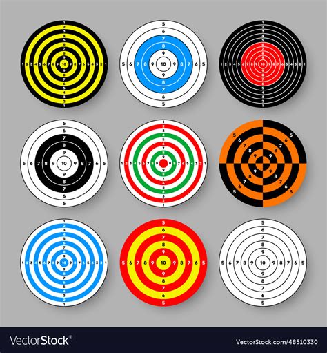 Shooting Range Paper Targets Round Target Vector Image