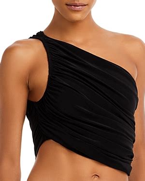 Buy Norma Kamali Diana Ruched One Shoulder Bikini Top Black At