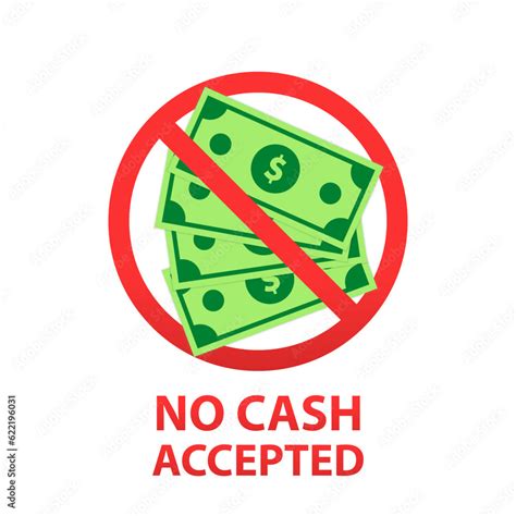 No Cash Accepted Sign Red Prohibition Sign With Crossed Out Banknotes