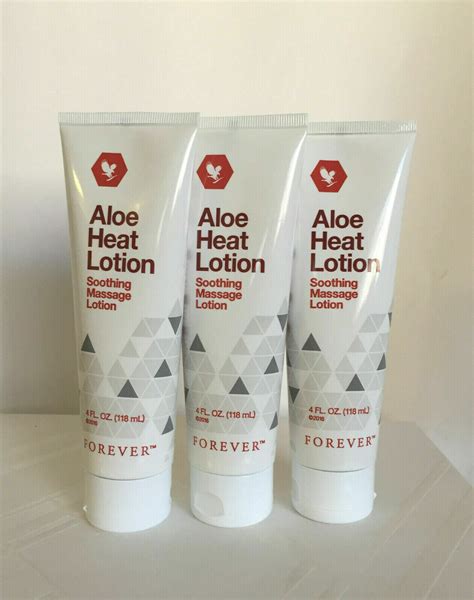 Pack Of 3 Tubes Forever Living Aloe HEAT LOTION 3x4oz Soothing