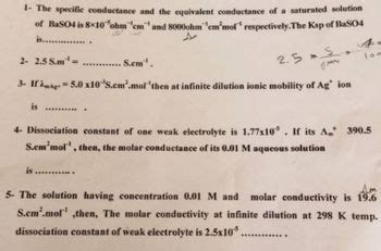 Answered The Specific Conductance And The Bartleby