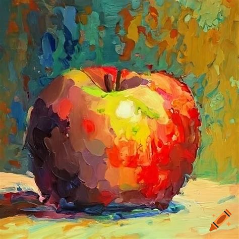 Apple On Table Impressionism Painting On Craiyon