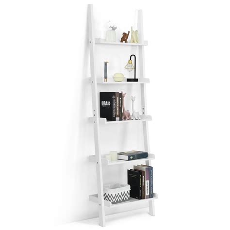 Giantex Ladder Shelf Tier Wall Leaning Bookshelf Ladder Bookcase