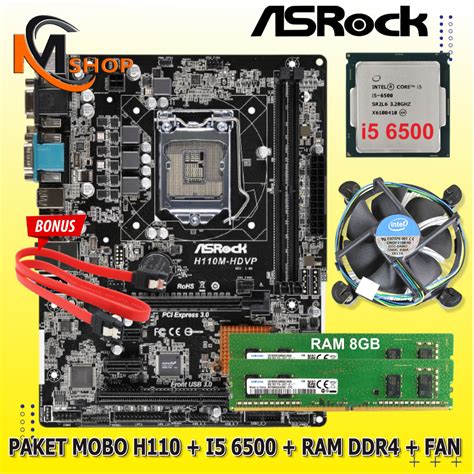 Jual Paket Mainboard Mobo Motherboard H110 LGA 1151 Processor Core I5